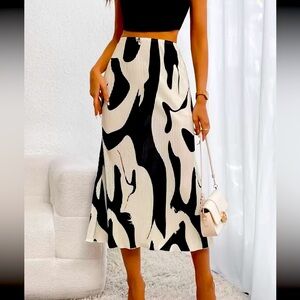 SHEIN Elegant Black and Cream Midi Skirt NEW W/O tags Large